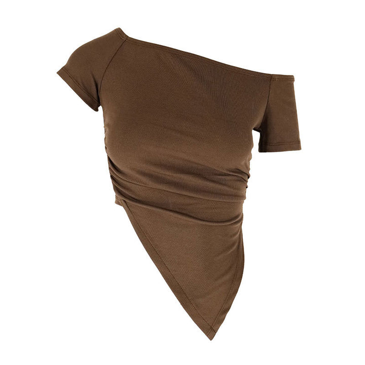Damen asymmetrisches Crop-Top mit Raffung und einseitigem Schulterdesign Echo Archiv