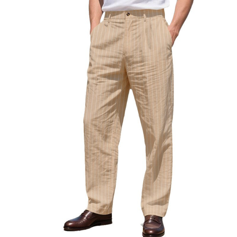 Herren Elegante Streifenhose mit lockerem Schnitt und praktischen Taschen Echoarchiv