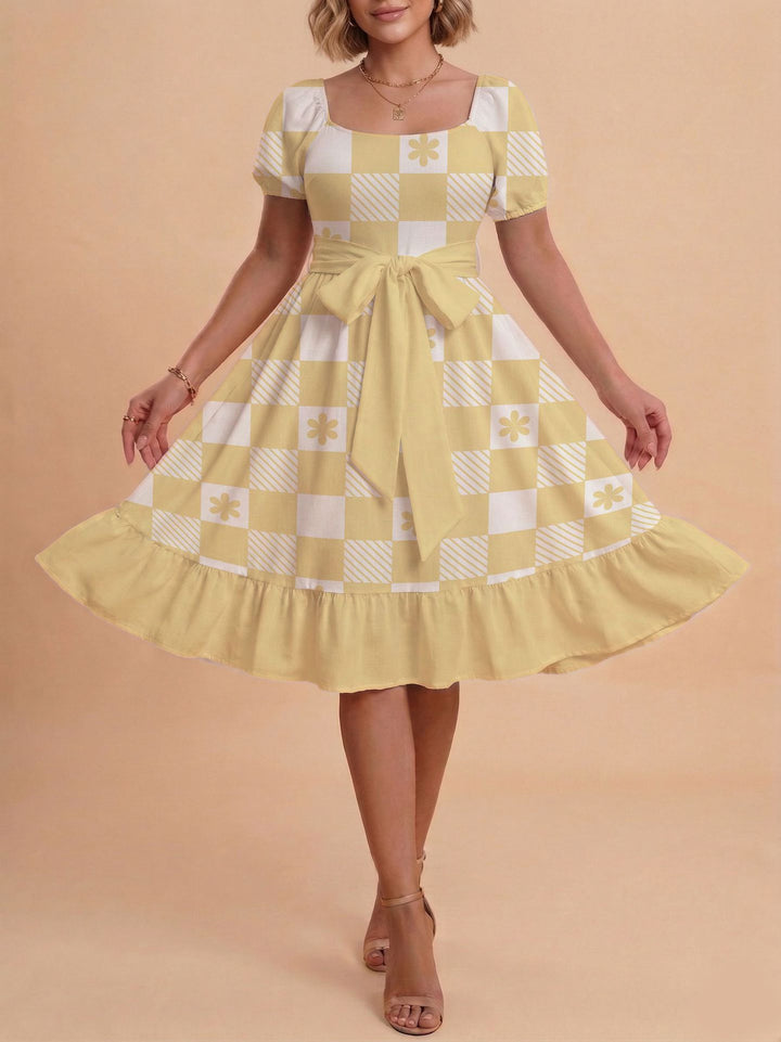 Damen Verspieltes Maxikleid mit Bärenmuster und taillierbarem Band Echo Archiv