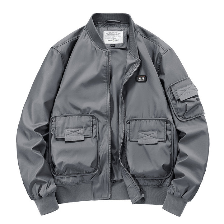 Herren leichter Nylon-Bomber mit Utility‑Taschen, Ärmel‑Organizer und geripptem Saum Echoarchiv