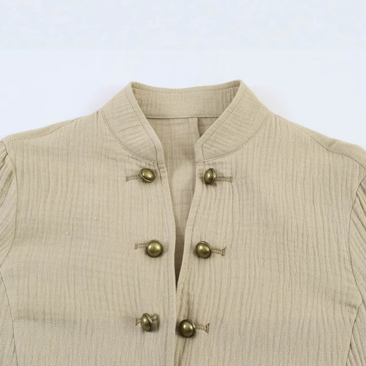 Damen Strukturierte Stehkragen-Jacke mit dekorativen Metallknöpfen Echo Archiv