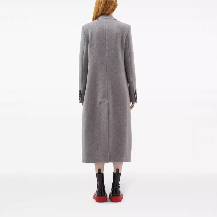 Damen Maxilanger Einreihiger Longcoat im minimalistischen Tailoring mit Pattentaschen Echoarchiv