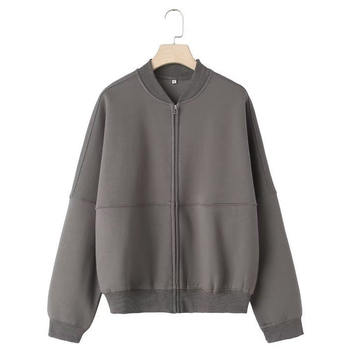 Damen 300+ minimalistische Oversize‑Bomberjacke mit durchgehendem Reißverschluss und gerippten Bündchen Echo Archiv