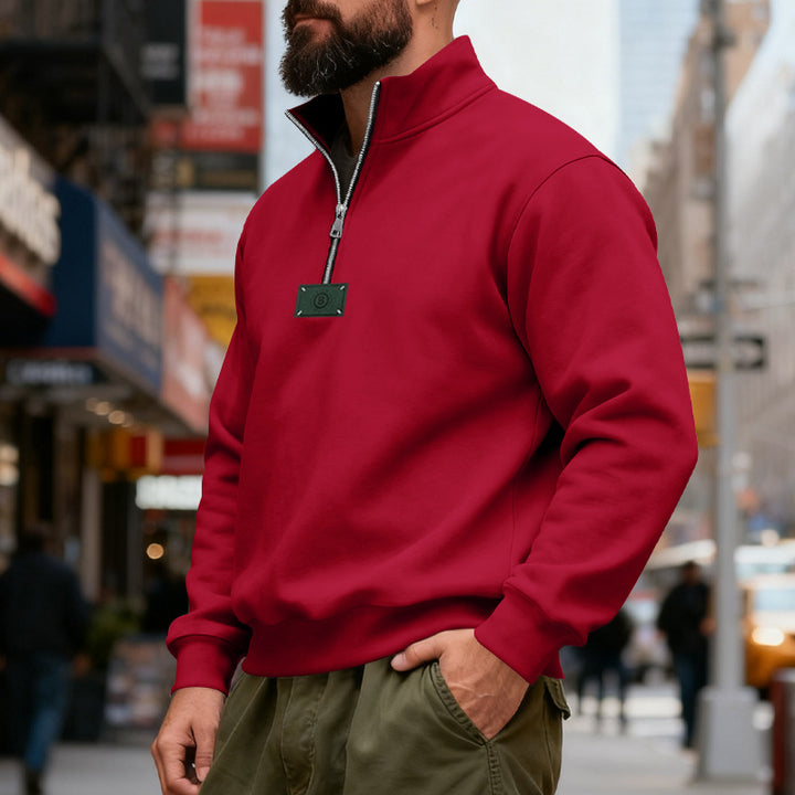 Herren nan hochgeschlossener Quarterzip-Sweatshirt aus schwerem Baumwollfleece mit Stehkragen Echo Archiv
