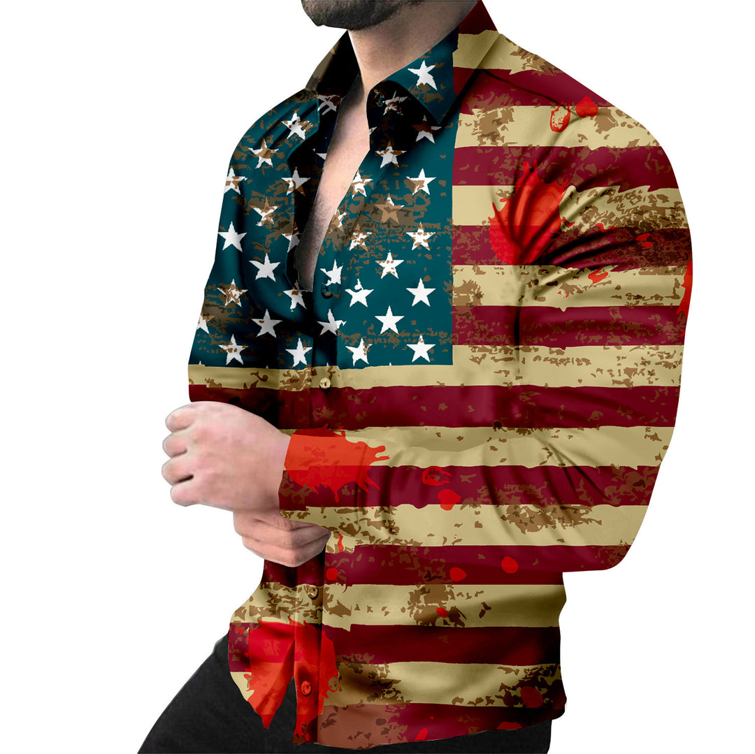Herren Kreatives Langarmhemd mit Tier- und Kettenmotiv Echoarchiv