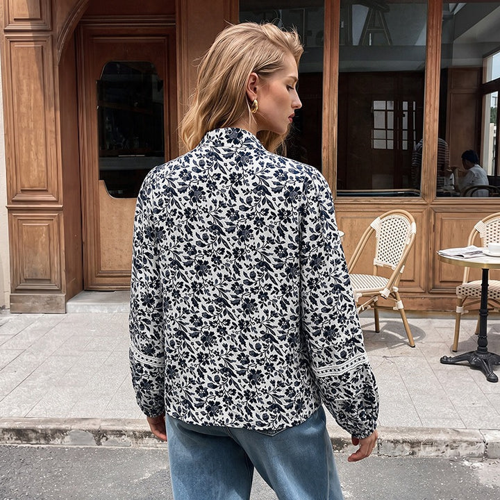 Damen Bluse mit floralem Muster und langen Puffärmeln Echo Archiv