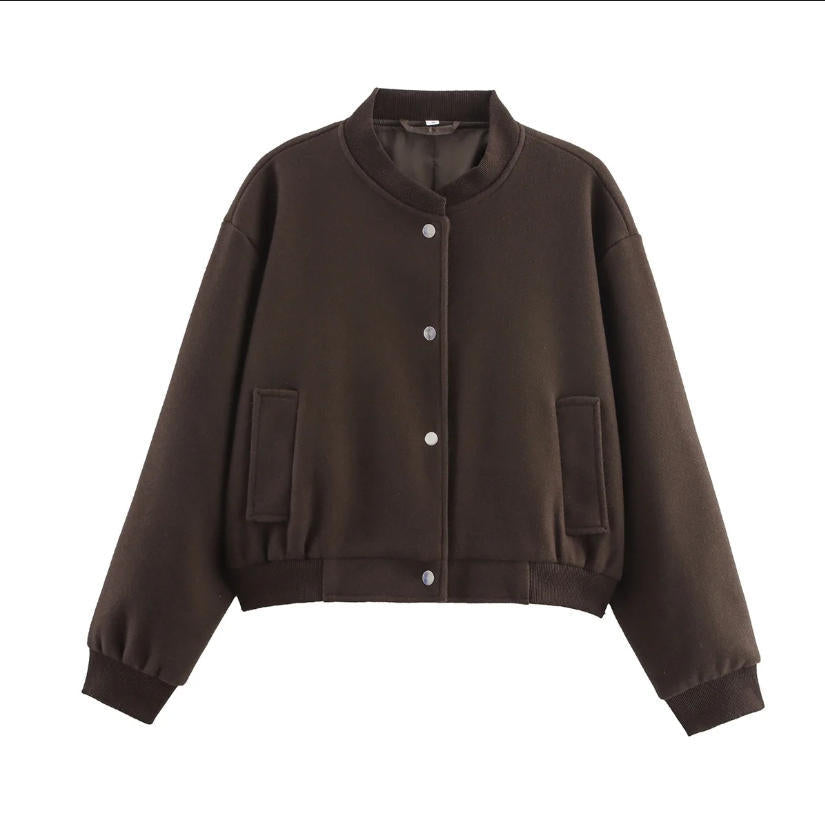 Damen 70+ kurze Wollmix‑Blousonjacke mit Reißverschluss, Hemdkragen und Pattentaschen Echo Archiv