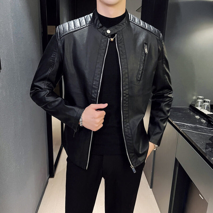 Herren Elegante Lederjacke mit Stehkragen Echo Archiv