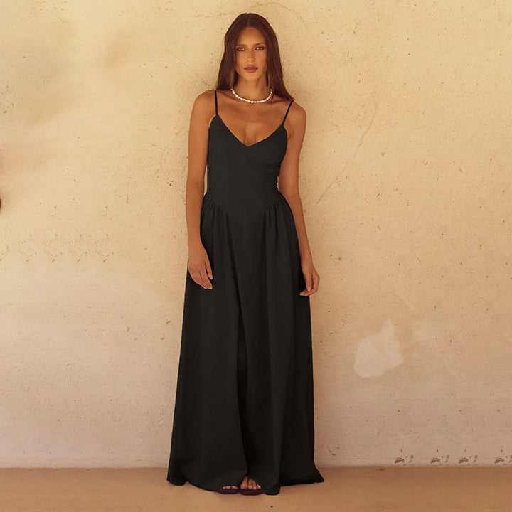 Damen Maxikleid mit eleganter V-Form und fließendem Stoff Echo Archiv