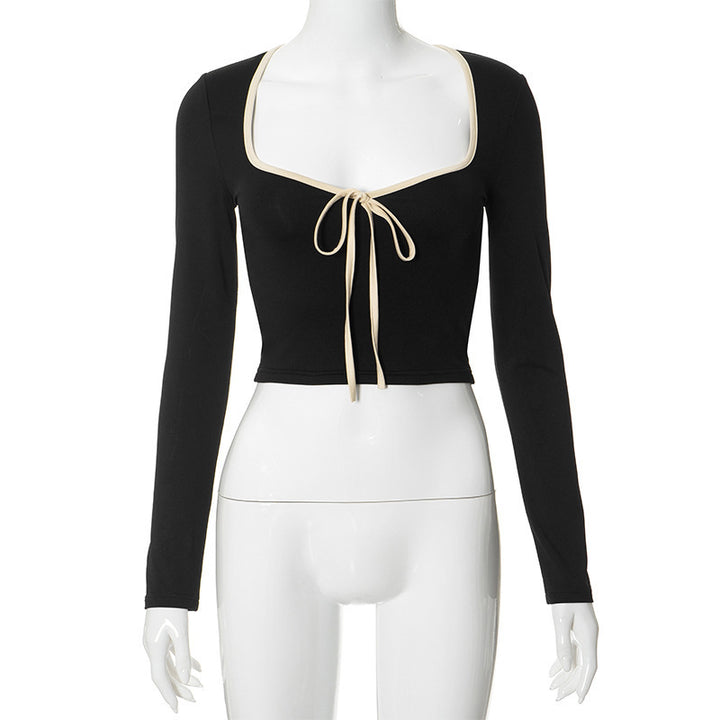 Damen cropped T-Shirt mit dekorativem Bindeband Echo Archiv