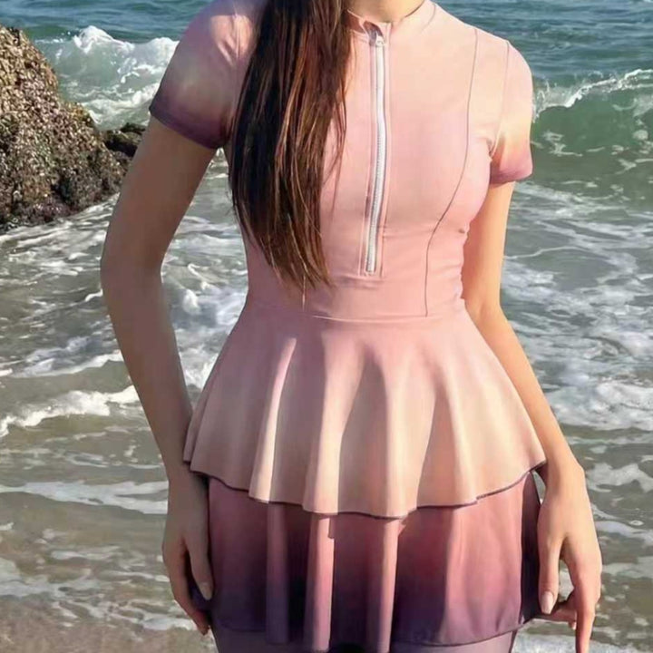 Damen modischer Schwimmanzug mit weitem Rock Echo Archiv