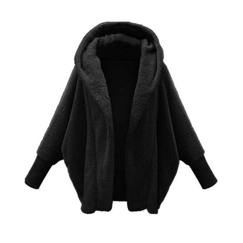 Damen Kuscheliger Oversize-Kapuzencardigan aus Teddyfleece mit Fledermausärmeln Echo Archiv