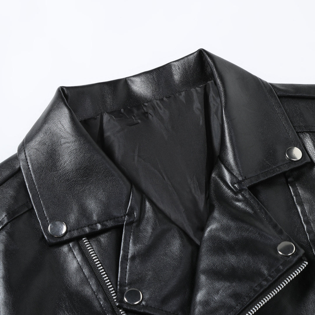 Herren Bikerjacke aus hochwertigem Kunstleder mit asymmetrischem Reißverschluss und modischen Details Echoarchiv