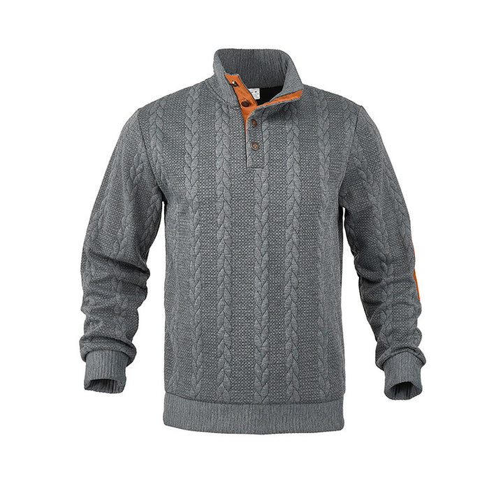 Herren modischer Strickpullover mit Stehkragen und kontrastierenden Akzenten Echoarchiv