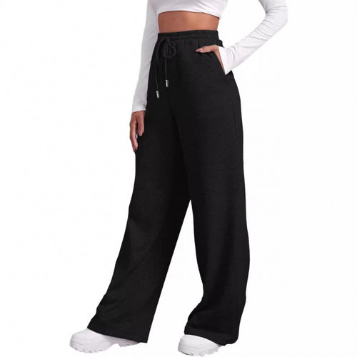 Damen nan fließende High-Waist Palazzo-Loungehose aus leichtem Jersey mit Elastikbund und praktischen Eingrifftaschen Echo Archiv