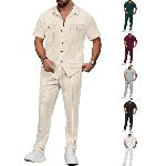 Herren stilvolles Kurzarmhemd mit praktischen Taschen und elastischer Jogginghose Echoarchiv