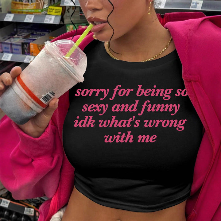Damen Kurzarm Crop-T-Shirt mit witzigem Schriftzug Echo Archiv