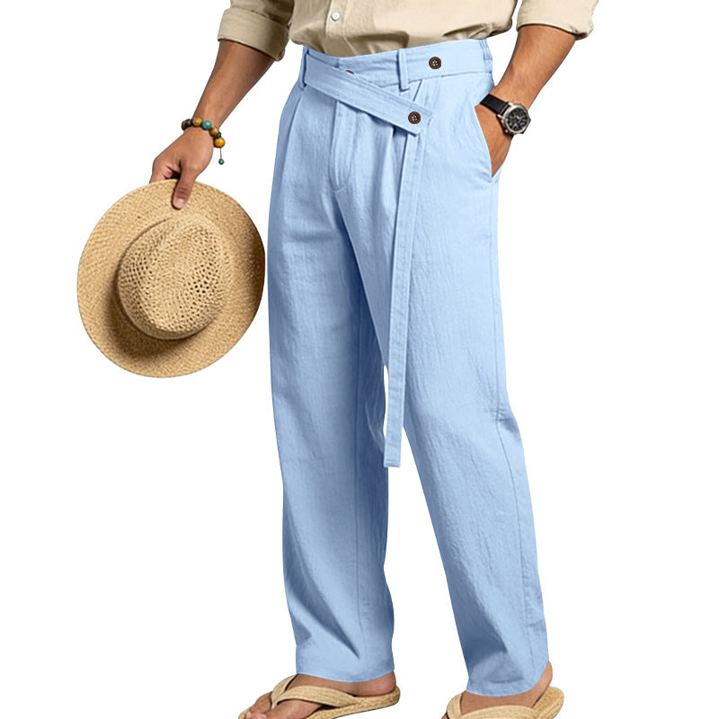 Herren nan weite Leinenhose mit Wickelbund, hoher Taille und legerem Bein Echo Archiv