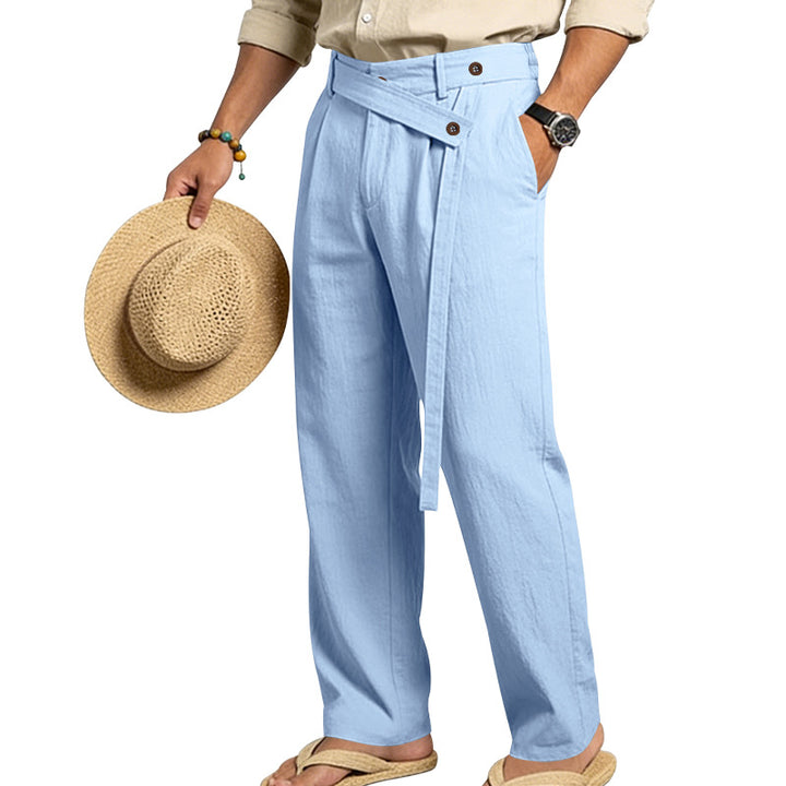 Herren nan weite Leinenhose mit Wickelbund, hoher Taille und legerem Bein Echo Archiv