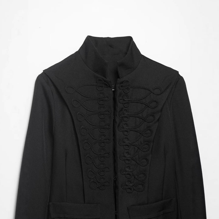Damen Cropped‑Militärblazer mit Stehkragen, dekorativen Schlaufen und fransigem Saum Echo Archiv