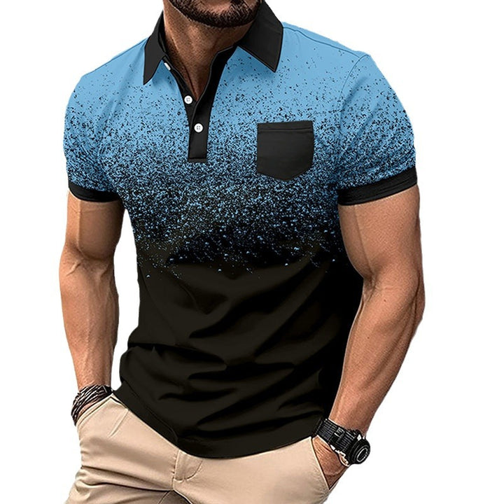 Herren Poloshirt mit dynamischem Farbverlauf und moderner Brusttasche Echoarchiv