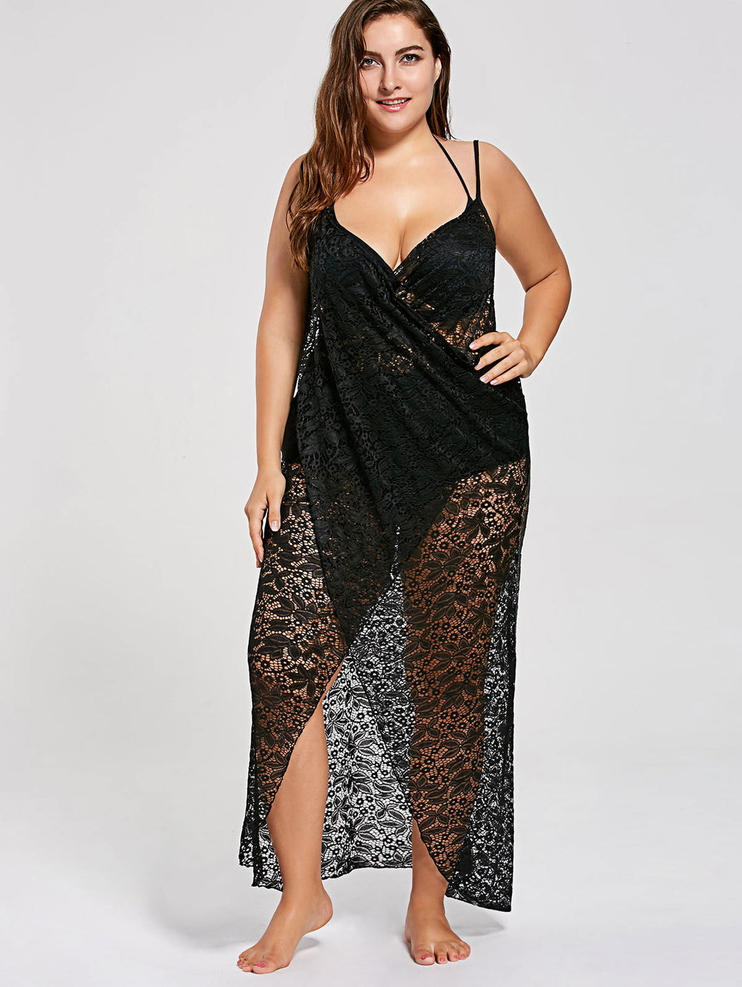 Damen eleganter durchsichtiger Spitzen-Strandüberwurf Echo Archiv