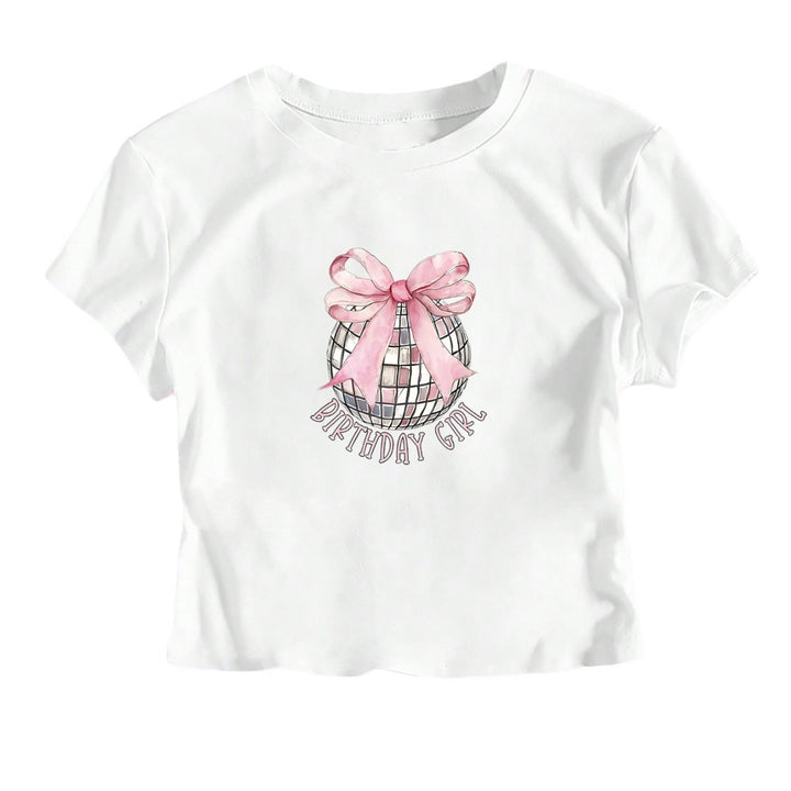 Damen Crop-T-Shirt mit festlichem Geburtstagsthema Echo Archiv