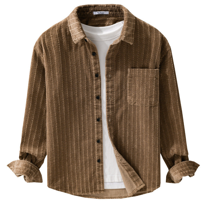 Herren Cord-Overshirt mit markanter Rippenstruktur und Brusttasche Echoarchiv