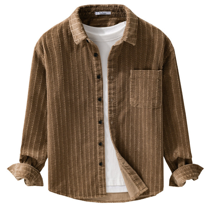 Herren Cord-Overshirt mit markanter Rippenstruktur und Brusttasche Echoarchiv
