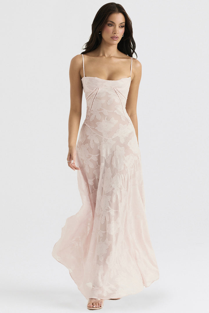 Damen Elegantes Maxikleid mit floralem Häkelmuster und raffiniertem Schnitt Echo Archiv