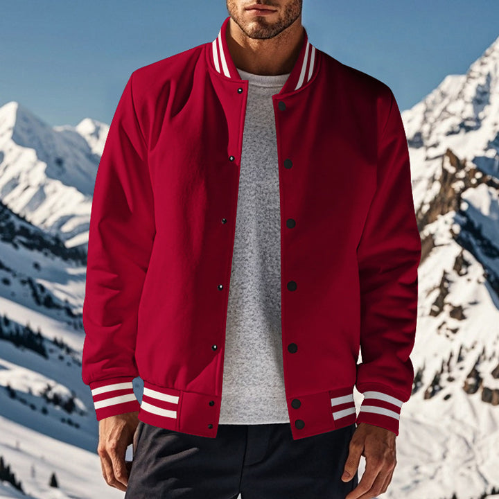 Herren sportliche Collegejacke im Vintage-Stil mit breitem Kragen und Druckknopfverschluss Echoarchiv