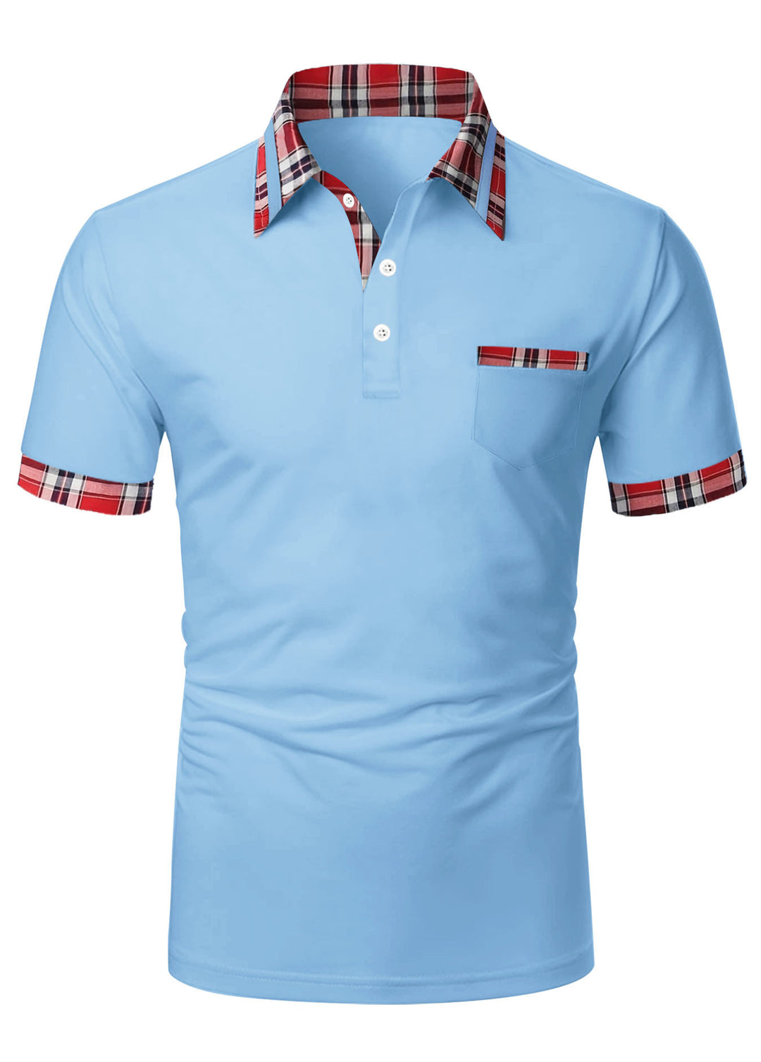 Herren Poloshirt mit modernem Karodetail und praktischer Brusttasche Echoarchiv