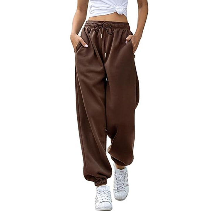 Damen nan Cozy-Sweat-Palazzohose mit hohem Komfortbund, integriertem Kordelzug und gerafften Knöchelabschlüssen Echo Archiv