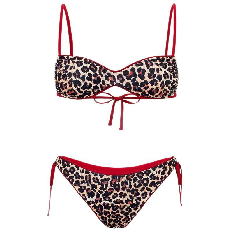 Damen Triangel-Bikini mit tierischem Druck und verstellbaren Bindebändern Echo Archiv