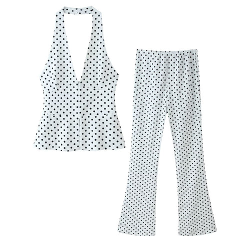 Damen Hochtaillierte Flare-Hose mit Gummibund und Polka-Dot-Print Echo Archiv