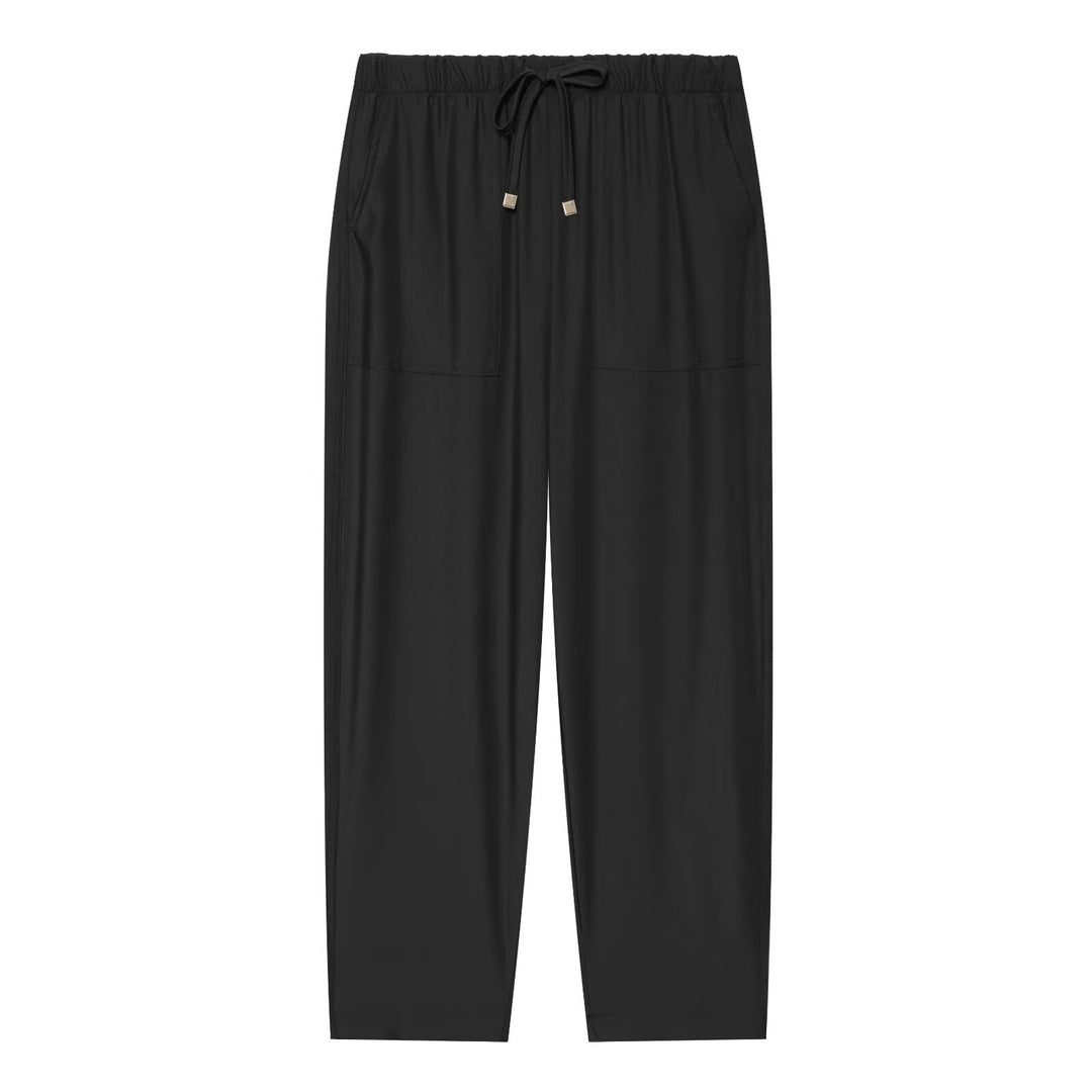 Damen Leichte Relaxed-Cropped-Loungehose mit Gummibund und Eingrifftaschen Echo Archiv