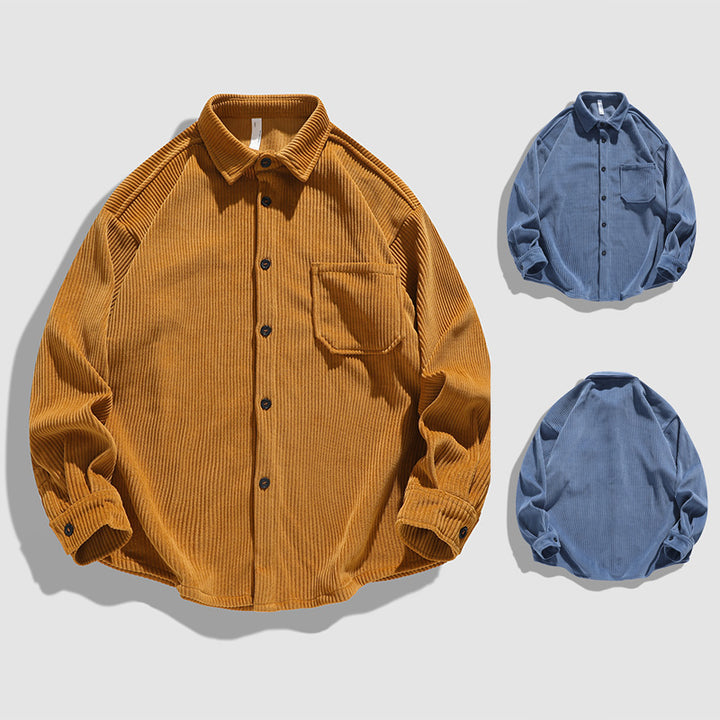 Herren Lässige Kordhemdjacke mit praktischen Brusttaschen Echoarchiv