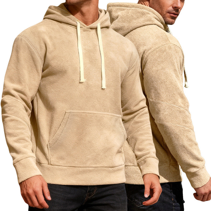 Herren nan samtweicher Kapuzenpullover mit Nahtdetails, Kängurutasche und Kontrastkordel Echo Archiv