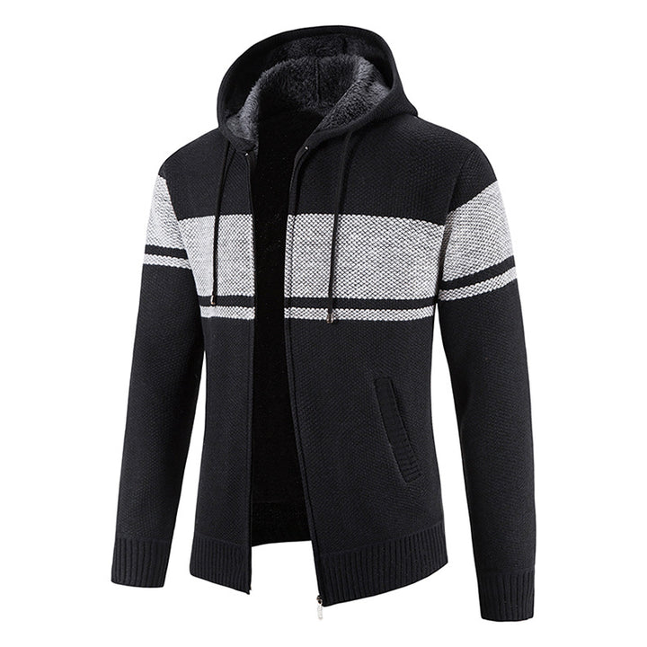 Herren Strickjacke mit Kapuze und strukturiertem Design Echoarchiv