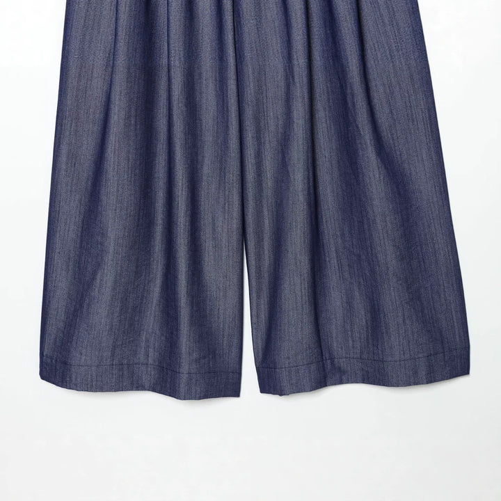Damen Hochtaillierte weite Culotte aus leichter Denim-Qualität mit Bundfalten Echo Archiv