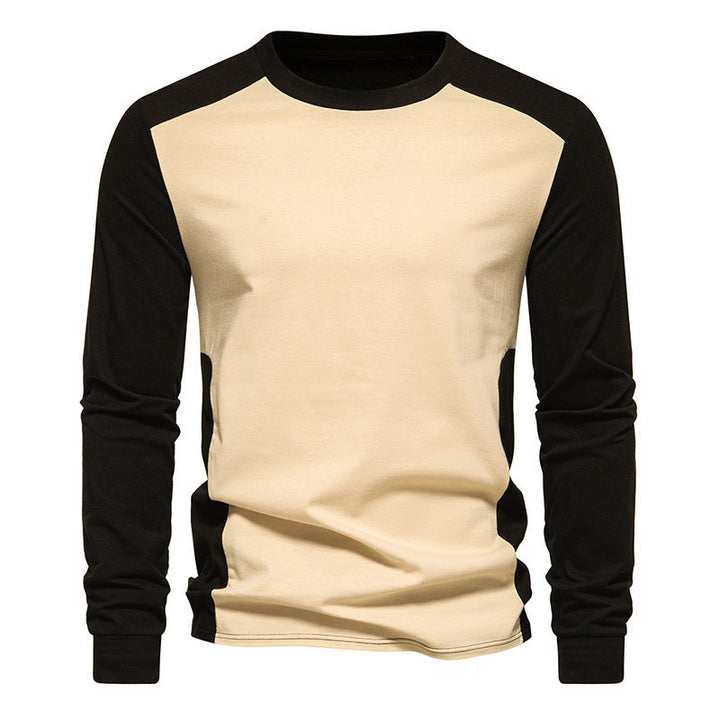 Herren Langarm-T-Shirt mit kontrastierenden Ärmeln und bequemer Passform Echoarchiv