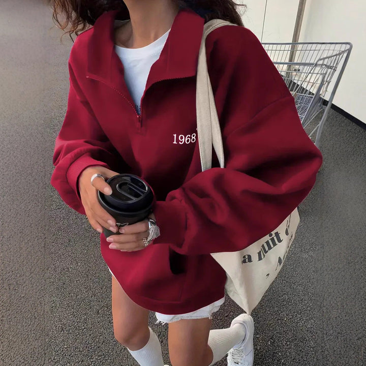 Damen nan oversized Halbzip-Sweatshirt mit hohem Stehkragen, Kängurutasche und lässigem Oversize-Schnitt Echo Archiv