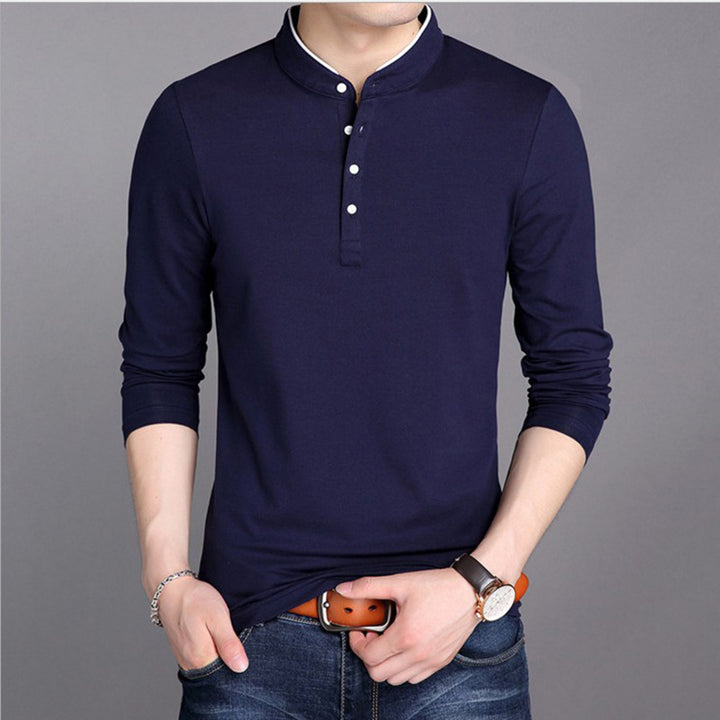 Herren Langarm-Henley-Shirt mit modernem Schnitt und hochwertiger Baumwolle Echoarchiv
