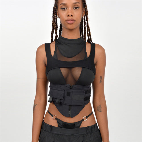 Damen Sportliches Tanktop mit innovativem hochgeschlossenem Design und verstellbaren Riemen Echo Archiv