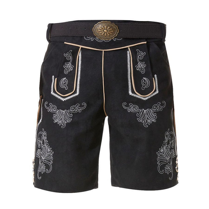 Herren nan kurze Trachtenlederhose mit filigranen Stickereien und Zierschnalle Echo Archiv