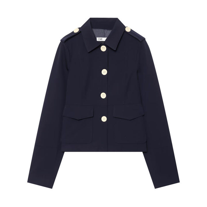 Damen Kurz geschnittene Utility-Jacke mit Schulterklappen und großen Kontrastknöpfen Echo Archiv