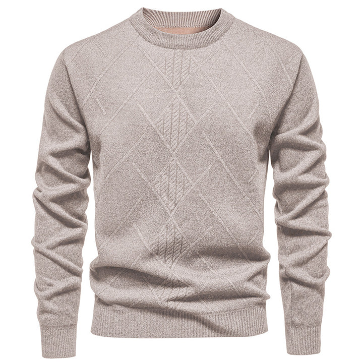 Herren Strickpullover mit strukturiertem Rautenmuster und klassischem Rundhalsausschnitt Echoarchiv