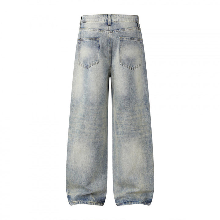 Damen Weite Highwaist-Jeanshose im Balloon-Schnitt mit Used‑Effekt und elastischem Saum Echo Archiv