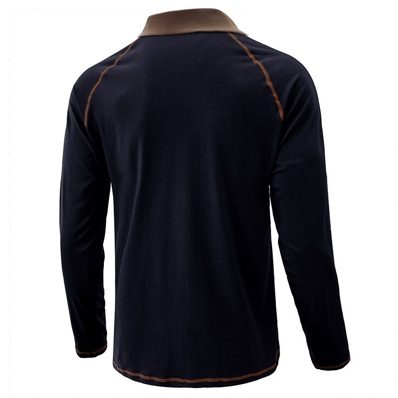 Herren Langarmshirt mit modischem Reverskragen und einzigartigen Kontrastnähten Echoarchiv