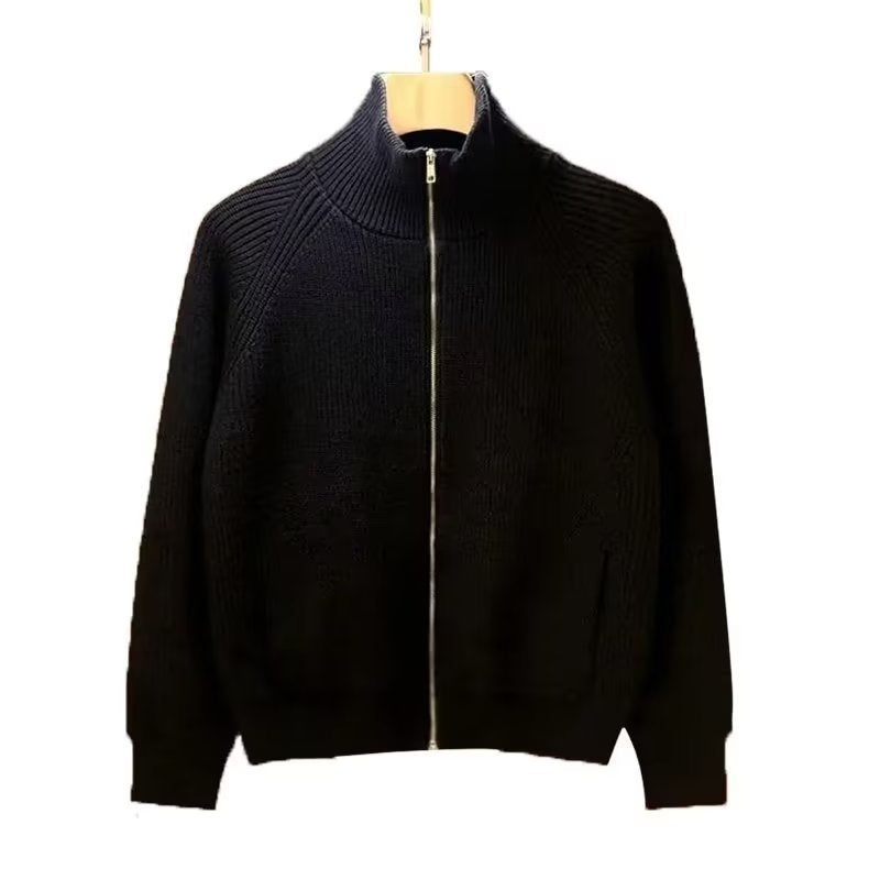 Herren hochwertige Strickjacke mit hohem Kragen und praktischen Reißverschluss Echoarchiv